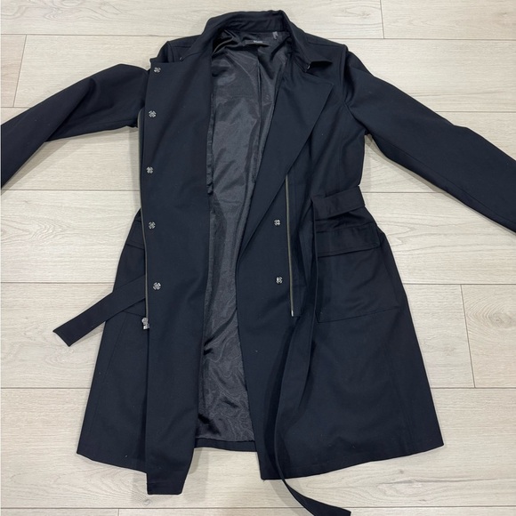 Tahari Black Belted Trench Coat - Picture 7 of 10
